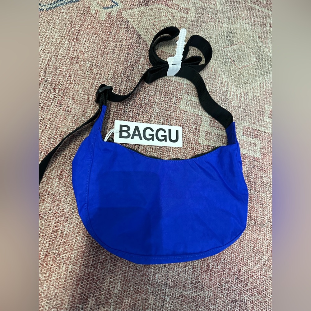 Baggu small nylon crescent in lapis blue NWT